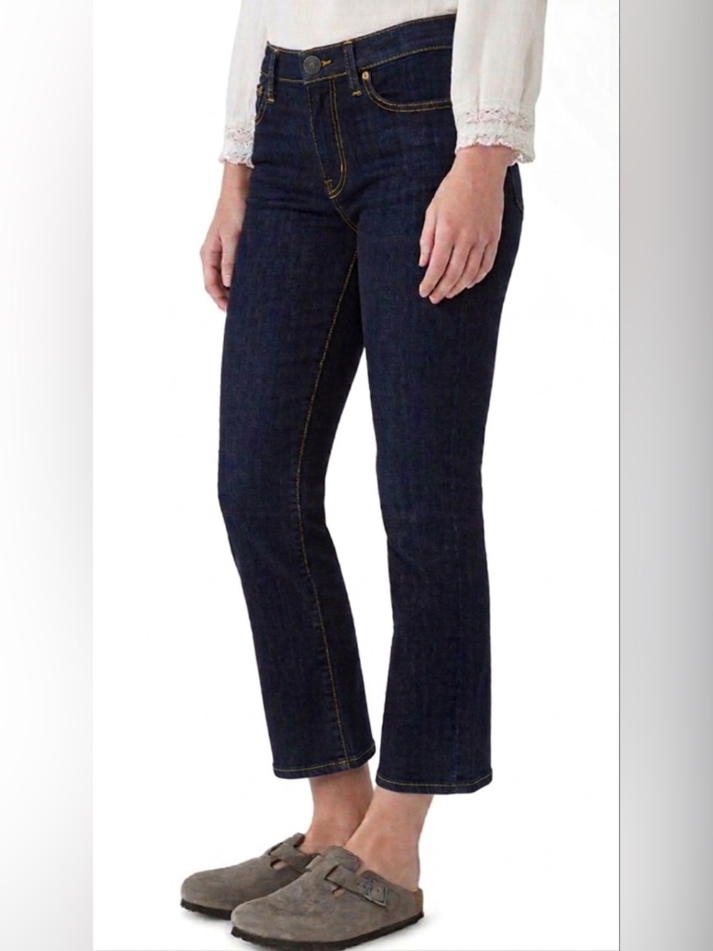 Lucky Brand mid-rise crop sweet’n straight dark blue Jeans Sz 6/28